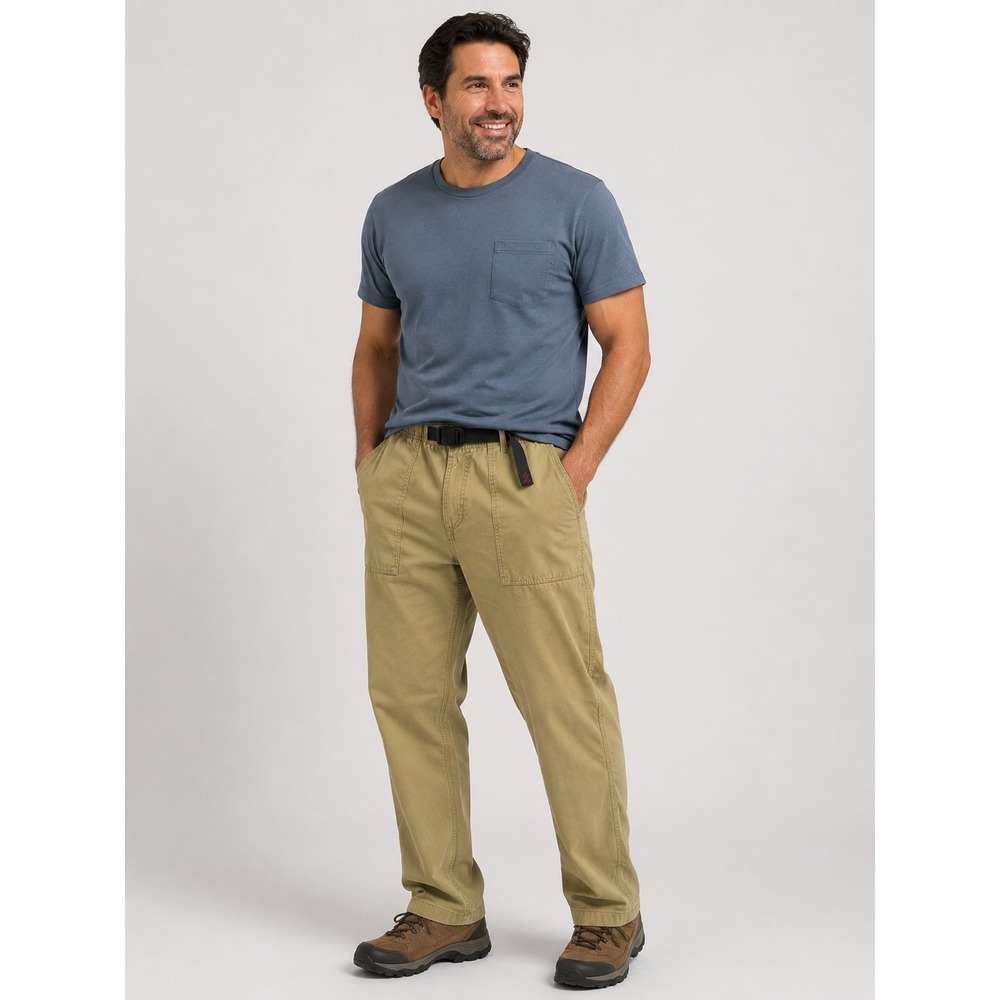 Gramicci Khaki Cotton Climbing Pants Mens XL Gorpcore Minimalist Belted Twill